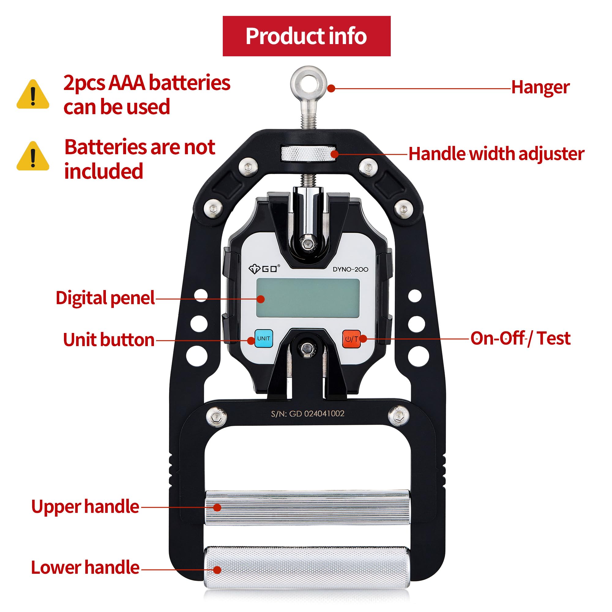 NEW) GD DYNO-200 Digital Hand Dynamometer Grip Strength